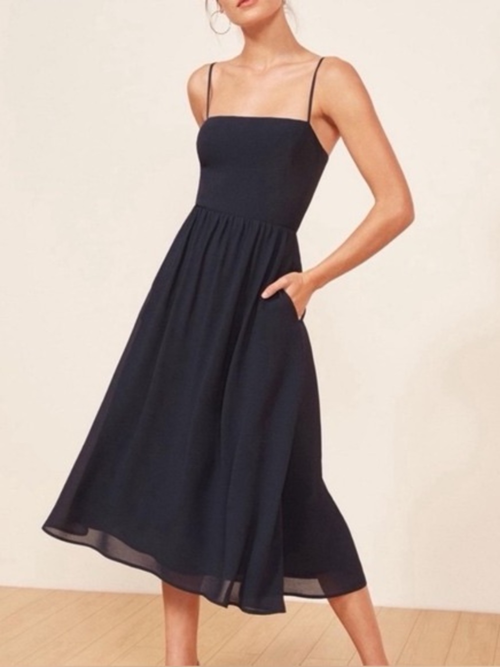 Reformation Rosehip Midi Dress Navy Blue Size 6